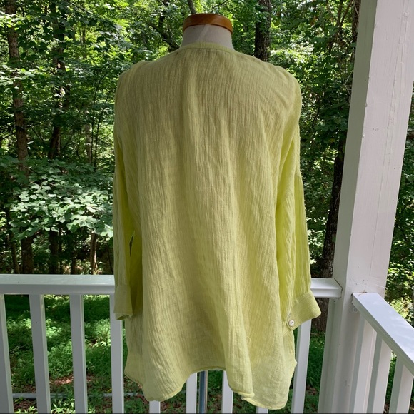 Soft Surroundings Lemon Yellow Linen Peasant Top - Picture 4 of 10